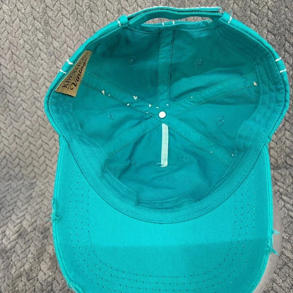 KBETHOS Vintage Faith Over Fear Adjustable OS Teal Gold Glitter Hat